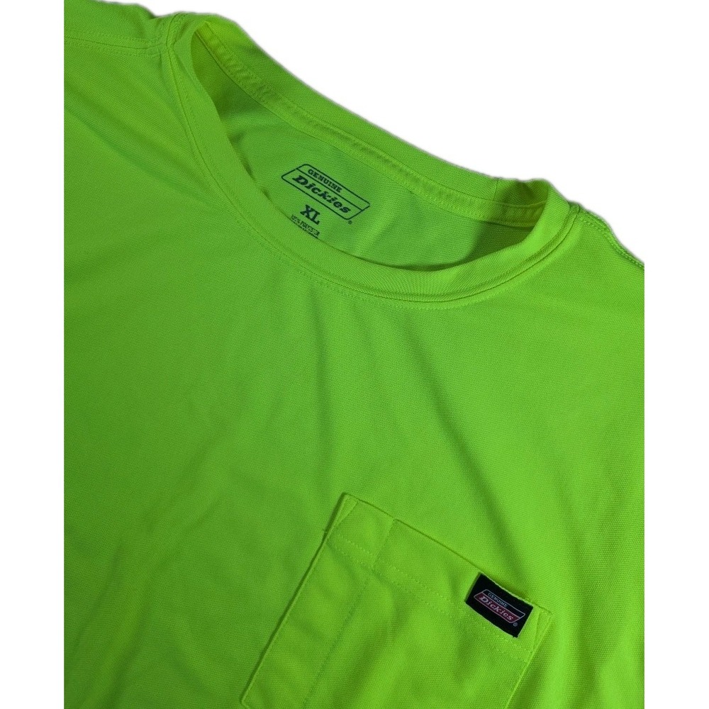 Dickies Shirt Men Size 2XL Neon Yellow Work Wear Long Sleeve Polyester POCKET